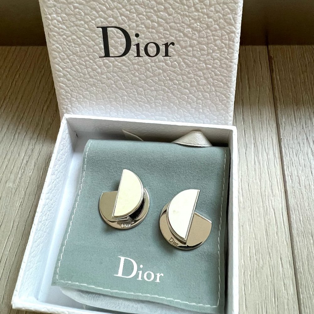 Dior circle asymmetrical earrings